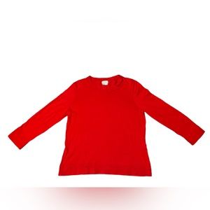Kate Spade Red Bow Collar Crew Neck Long Sleeve Top